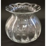 Scandinavian glass : An Orrerfors of Sweden glass bowl / short vase with flared rim.