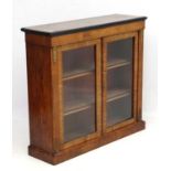 A 19thC inlaid burr walnut 2-door display cabinet 42" wide x 39" high x 13" deep