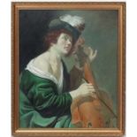 Posselli ,Continental School XX, Oil on canvas, Portrait of a Renaissance Musician / Cello player,