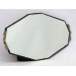 An Art Deco style 20thC wall hanging mirror with bevelled edge 27 3/4" wide x 16" high