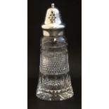 A cut glass caster with silver plated top Approx 7" high CONDITION: Please Note -