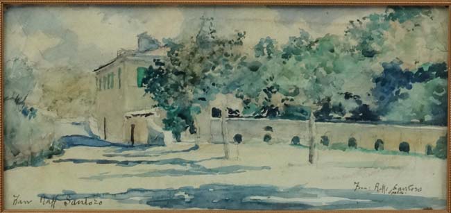 Francesco Raffaello Santoro 1844-1927) Italian, Watercolour, 'Villa Santoro Spoleto ', - Image 4 of 7