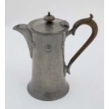 Don Pewter 1033 1/2 : A plannished pewter coffee / hot water pot with hinged lid.
