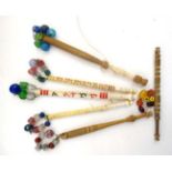 Lace Bobbins : a collection of assorted bobbins to include two named bone bobbins : ' ANEE ' and '