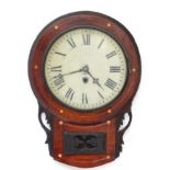 Drop dial clock : a 19 th C brass inlaid Rosewood cased 11 1/2" Timepiece with glazed section under