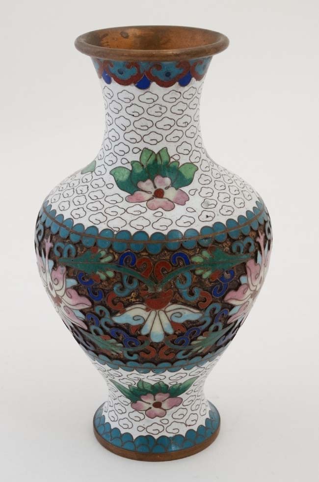 A late 20thC cloisonne baluster shaped vase standing 6 3/4" high CONDITION: Please - Image 3 of 4