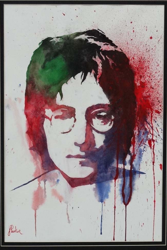 J. Parker Mid XX, Watercolour, John Lennon , Signed lower left, 20 3/4 x 13 3/4". - Image 3 of 4