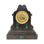 Mantel clock : a 19 thc Slate cased mantel clock inlaid with malachite,