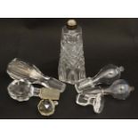 6 Assorted glass bottle / decanter stoppers the largest 4 3/4" long together with a cut glass