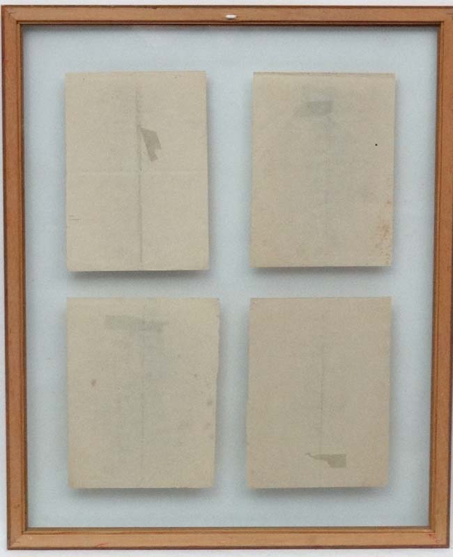 XIX American School, 4 framed pencil sketches, Portraits of two women and two men, - Image 2 of 3