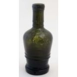 A mid- late 19thC large dark olive green glass bottle Approx 13" high CONDITION: