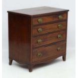 A Regency mahogany small chest of drawers comprising 4 graduated long drawers 27 3/4" wide x 28
