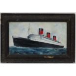 ASB '57, Oil on board, Cunard- White Star line RMS Queen Mary (in service 1936-1967),