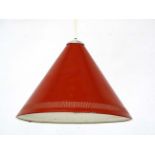 Vintage Retro : a Scandinavian Conical pendant lamp with chromed top and slice cut perforations