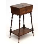 A Geo IV walnut ladies work box / sewing box with lift out tray 27 1/2" high x 14 1/2" wide x 10