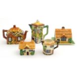 Cottage ware to include teapot, Beswick milk jug, lidded sugar bowl,