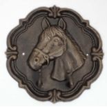 A 21st C painted cast metal "horse head" plaque with two coat hooks CONDITION: