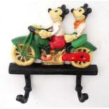 A 21stC painted cast metal "Mickey & Minnie" coat hook CONDITION: Please Note - we