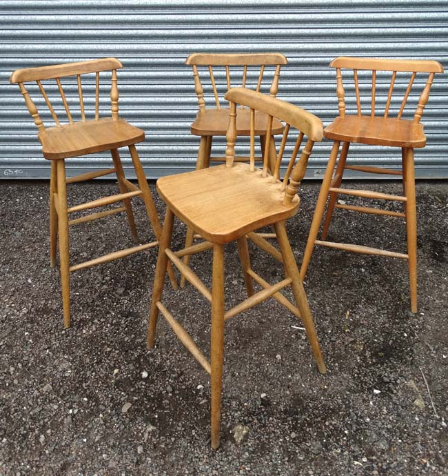 4 x pine bar stools CONDITION: Please Note - we do not make reference to the