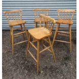 4 x pine bar stools CONDITION: Please Note - we do not make reference to the