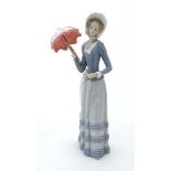 A Lladro figure '' Aranjuez Little Lady '' modelled as a lady with a parasol, number 4879,