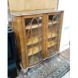 Glass bow fronted cupids bow walnut display cabinet CONDITION: Please Note - we do