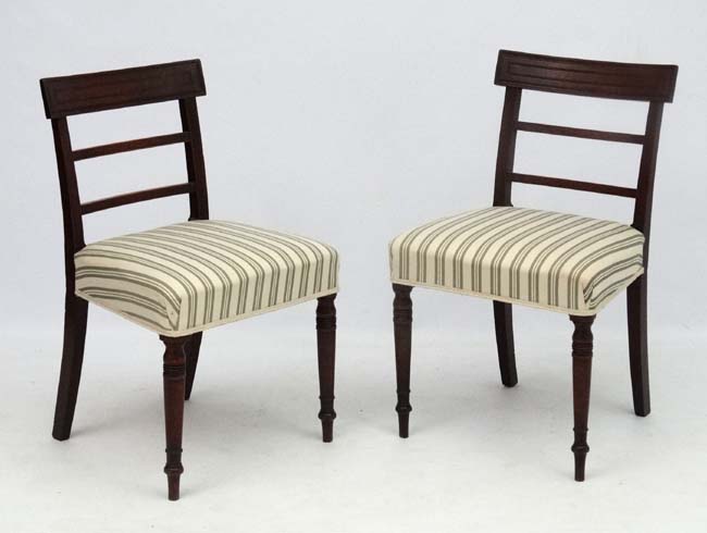 A pair of Geo V mahogany over stuffed dining chairs 32 3/4" wide CONDITION: Please - Image 3 of 4