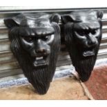 Pair of cast iron lion heads CONDITION: Please Note - we do not make reference to