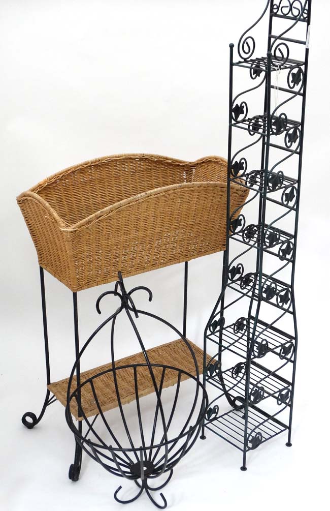 Items comprising : a wicker planter + metal CD rack + another planter (3) CONDITION: