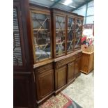 * Large mahogany glazed secretaire breakfront bookcase CONDITION: Please Note - we