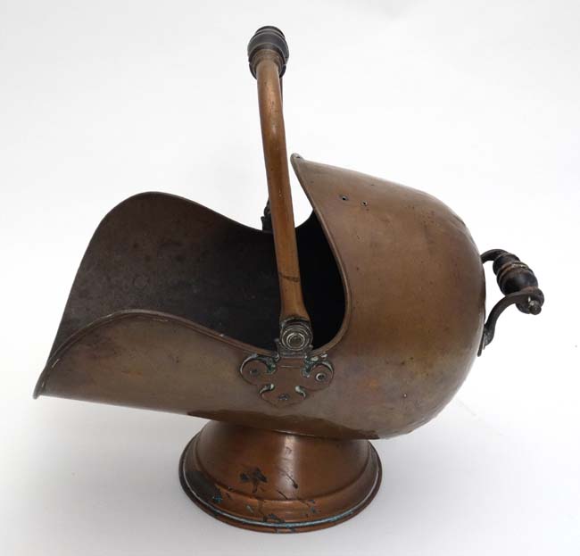 A late 19thC helmet shaped coal scuttle 13" high CONDITION: Please Note - we do - Image 3 of 4