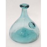 Blue glass carafe with seal CONDITION: Please Note - we do not make reference to