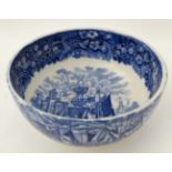 A c1900 Wedgwood ' Ferrara ' blue and white ship serving bowl, bears makers stamps under.