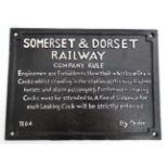 A 21stC cast metal sign "Somerset & Dorset Railway 15 1/2" wide 11 1/2 CONDITION: