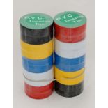 Two packets of PVC insulating tape in various colours (10 rolls per packet) CONDITION: