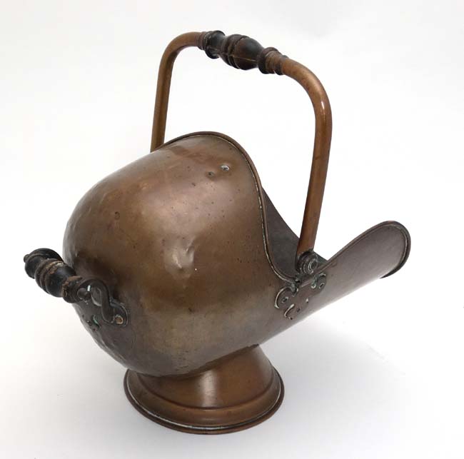 A late 19thC helmet shaped coal scuttle 13" high CONDITION: Please Note - we do - Image 4 of 4