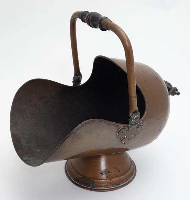 A late 19thC helmet shaped coal scuttle 13" high CONDITION: Please Note - we do