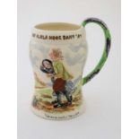 A Crown Devon Fieldings musical tankard ' On Ilkla Moor Baht'At ' , bears factory stamp to base.