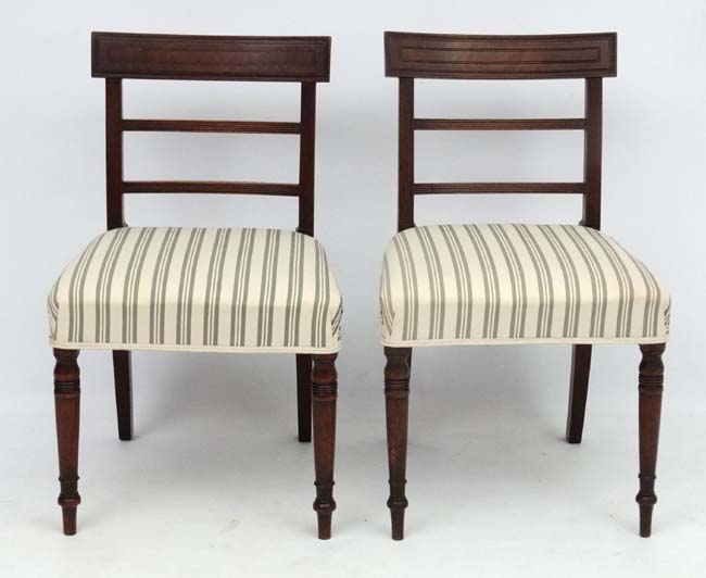 A pair of Geo V mahogany over stuffed dining chairs 32 3/4" wide CONDITION: Please - Image 4 of 4