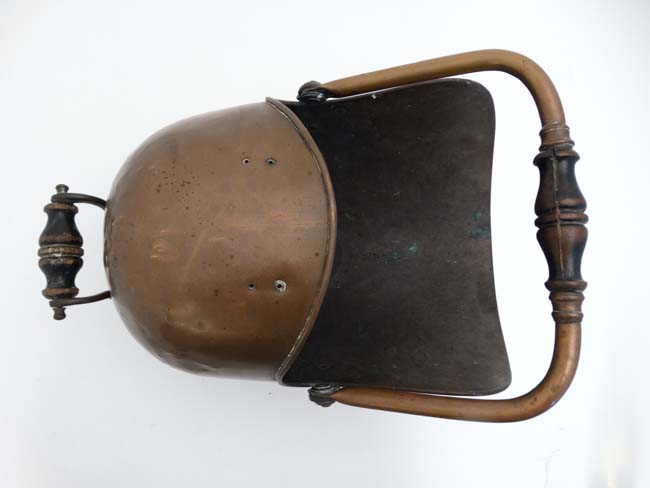 A late 19thC helmet shaped coal scuttle 13" high CONDITION: Please Note - we do - Image 2 of 4