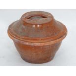 A large ceramic saltglazed pot and cover CONDITION: Please Note - we do not make