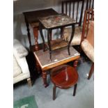 Oak 2 tier table and stool and 2 others (3) CONDITION: Please Note - we do not make