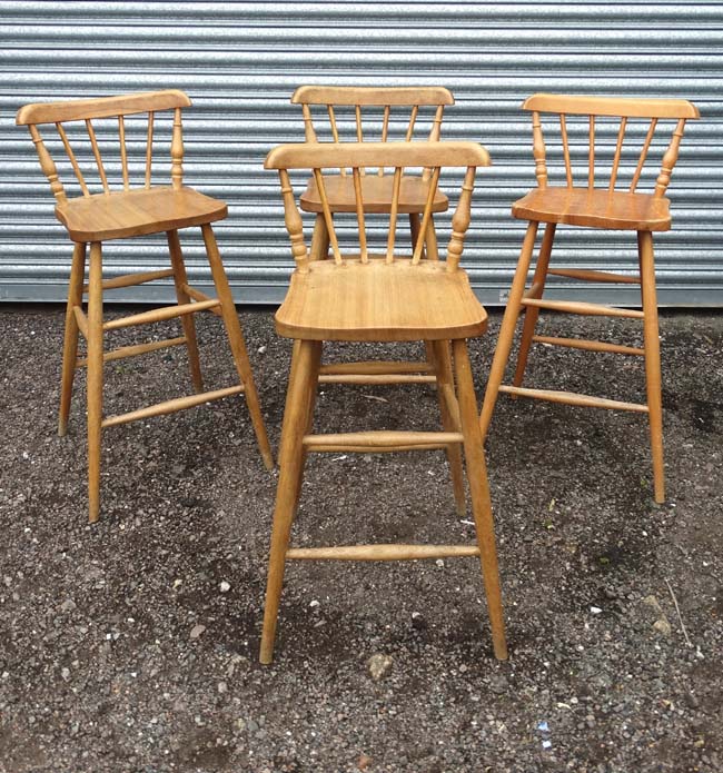 4 x pine bar stools CONDITION: Please Note - we do not make reference to the - Image 2 of 2