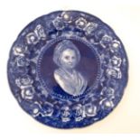 A Ridgway England ' Martha Washington ' flow blue, blue and white 'Josephine ' Dinner Plate,