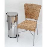Brabantia dustbin + rush seated chair (2) CONDITION: Please Note - we do not make