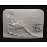 A signed Lladro Collectors Society '' Don Quixote '' plaque , in matte white, dated 23/10/94,