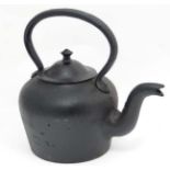 Heavy black cast metal kettle CONDITION: Please Note - we do not make reference to