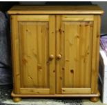 Two door pine cupboard CONDITION: Please Note - we do not make reference to the