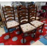 5 oak ladder back chairs CONDITION: Please Note - we do not make reference to the