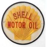 A 21stC painted cast metal round " Shell Motor Oil" sign 8" diameter CONDITION: